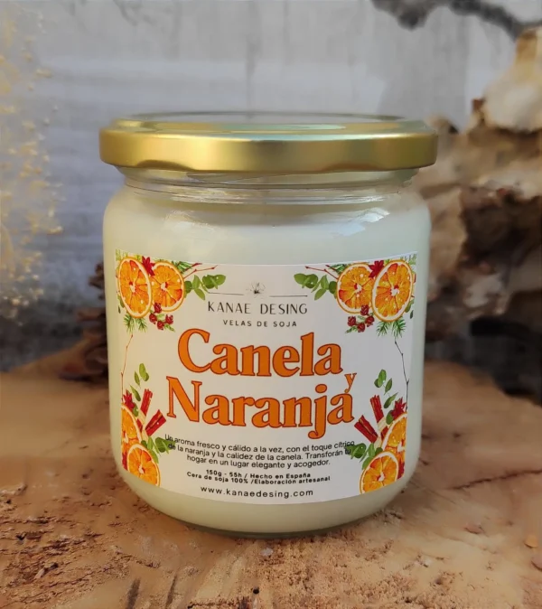 vela aromática canela y naranja