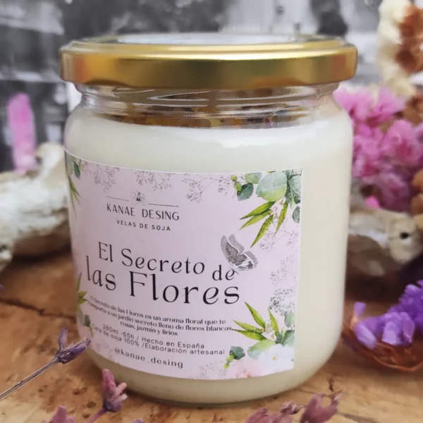 EL SECRETO DE LAS FLORES-VELA DE SOJA AROMÁTICA