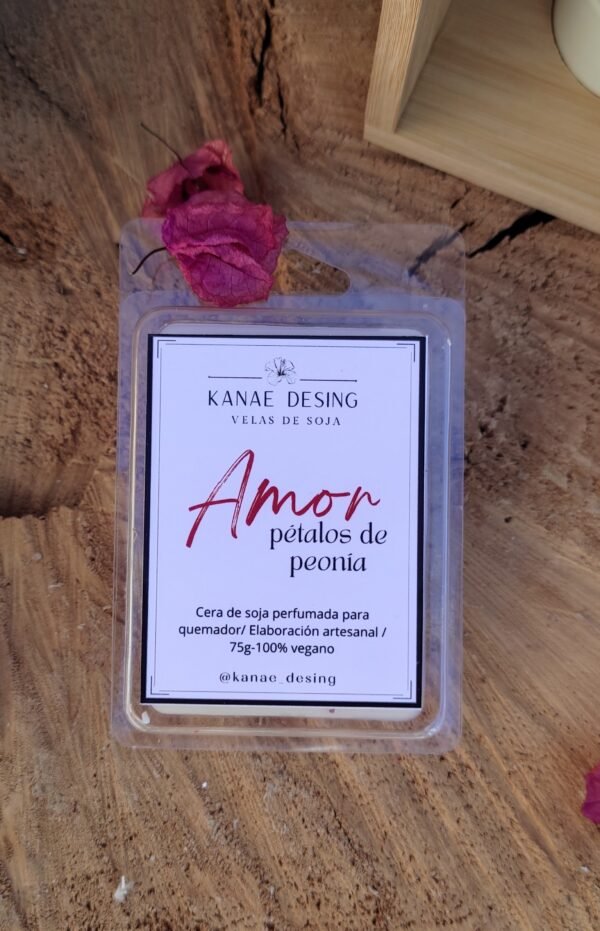 Tableta de Cera Perfumada "AMOR" aroma Pétalos de Peonía