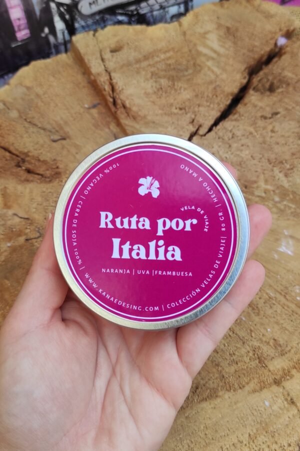 vela aromática de viaje, ruta por Italia