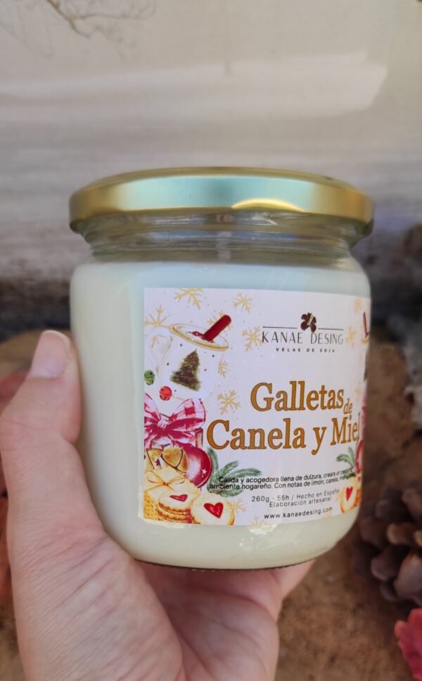 vela aromática natural galletas de canela y miel