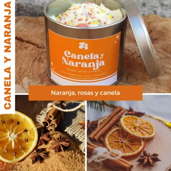 vela aromática canela y naranja