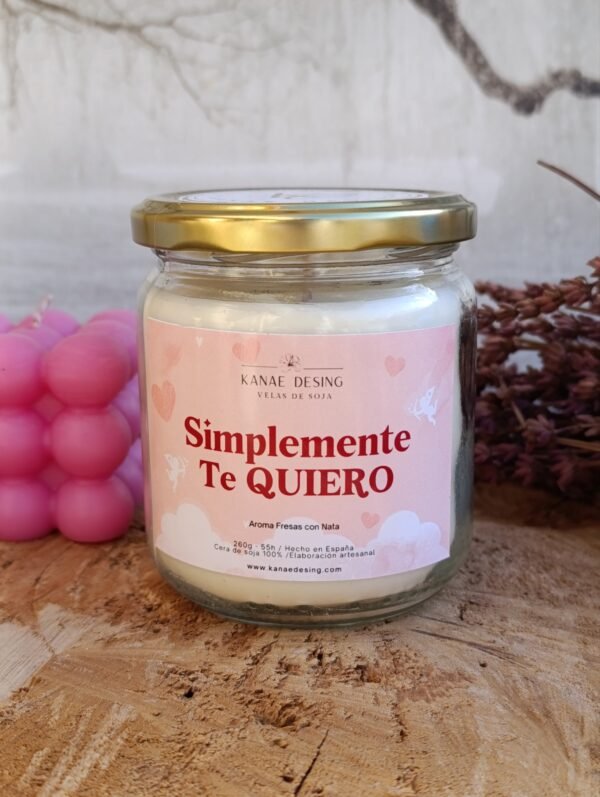 vela aromática para san Valentín, simplemente te quiero