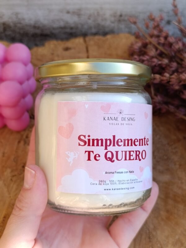vela aromática para san Valentín, simplemente te quiero