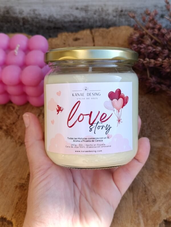 vela aromática san valentin de piruleta de cereza