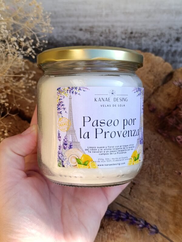 vela aromática paseo por la Provenza lavanda y limón