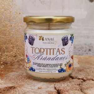 vela aromática de tortitas con arándanos